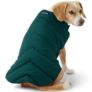 Lands' End Dog Puffer Vest, Emerald Gulf, NWT